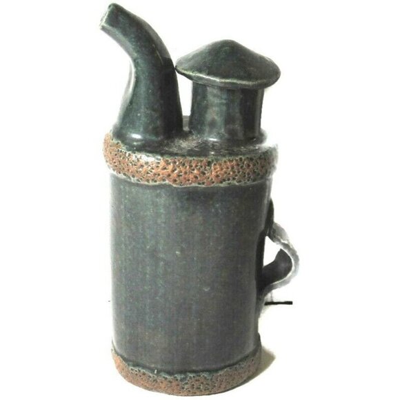 Green Glazed Teapot with Mushroom Lid Studio Art Pottery Unusual Style - Picture 4 of 12